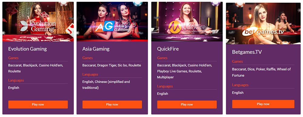 A great Live Casino with a huge selection of games